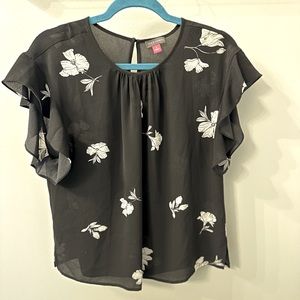 Vince blouse with flutter sleeves.